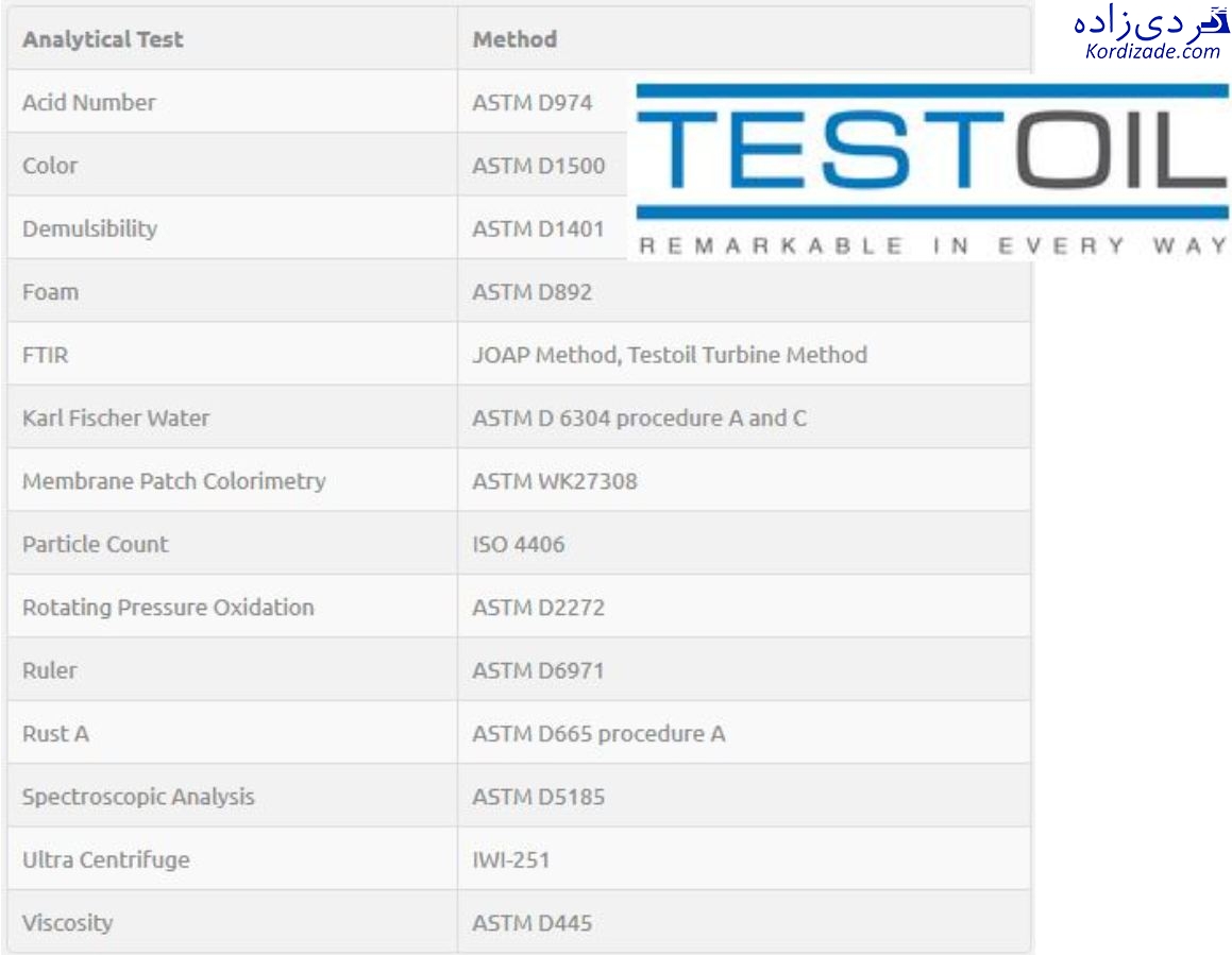 آنالیز روغن توربین